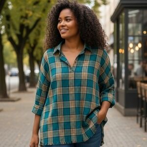 🧵 Plaid Print Top 🧵